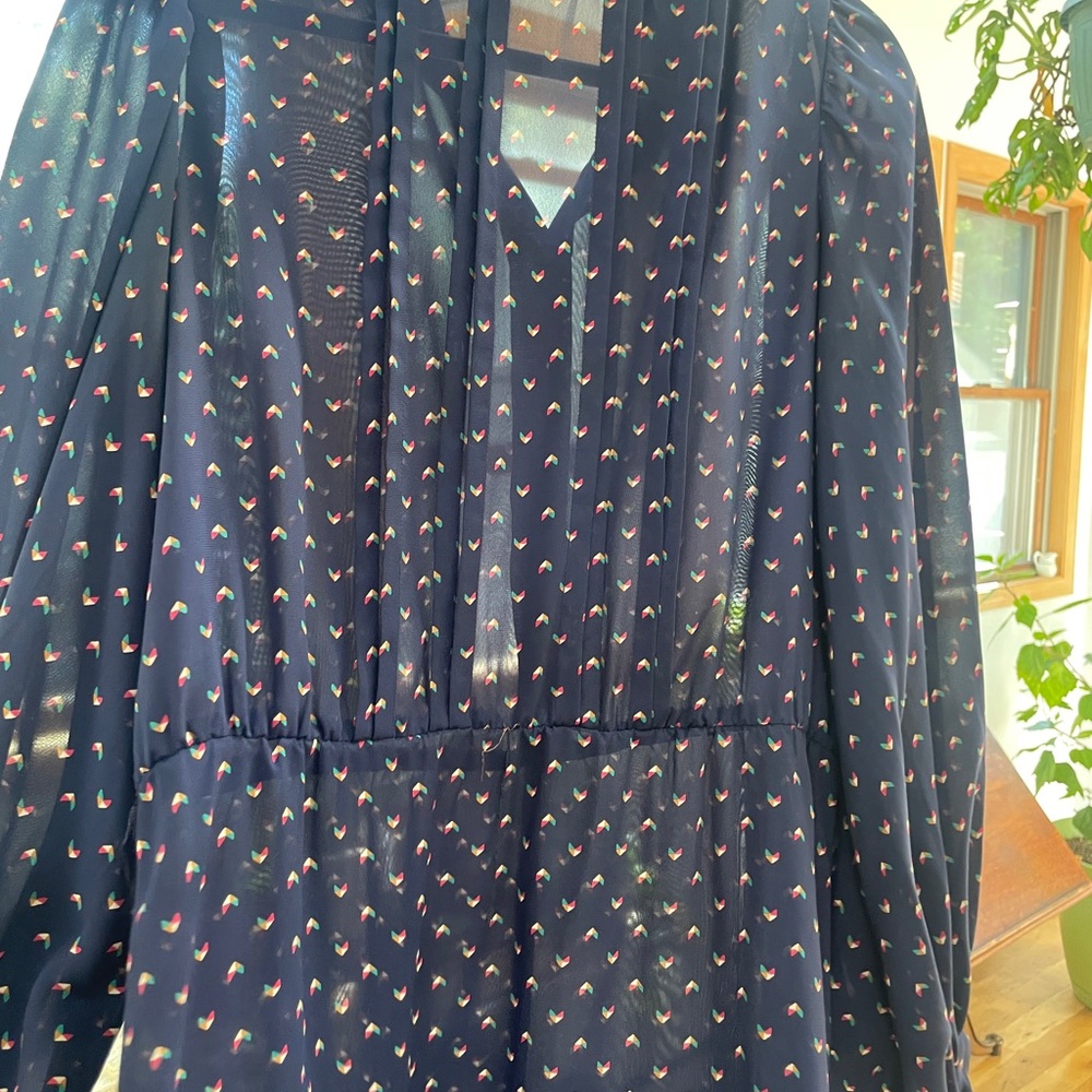Navy Sheer 1980s Dress